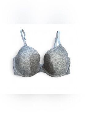 PINK Victoria's Secret Heather Gray Bra with Light Blue Straps